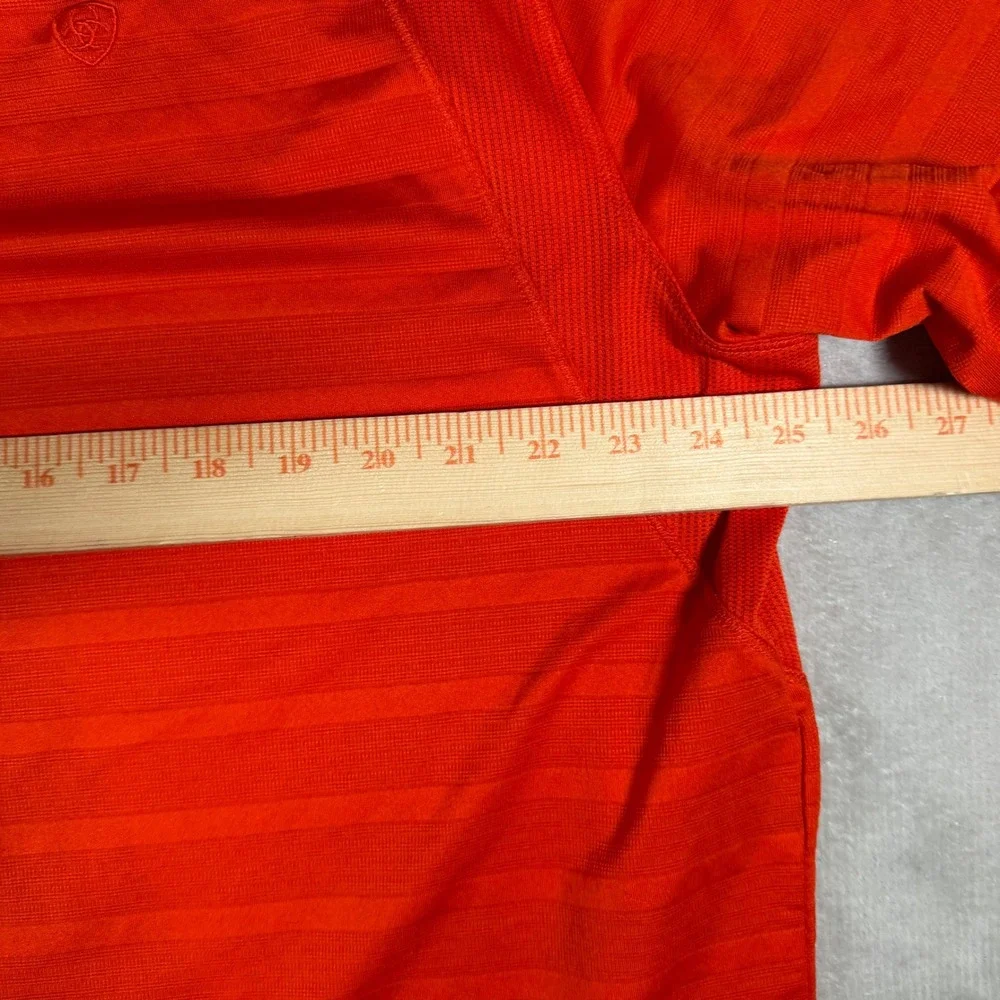 Ariat Mens XL Orange AriatTEK Heat‎ Series Striped Performance Shirt Short Slv
